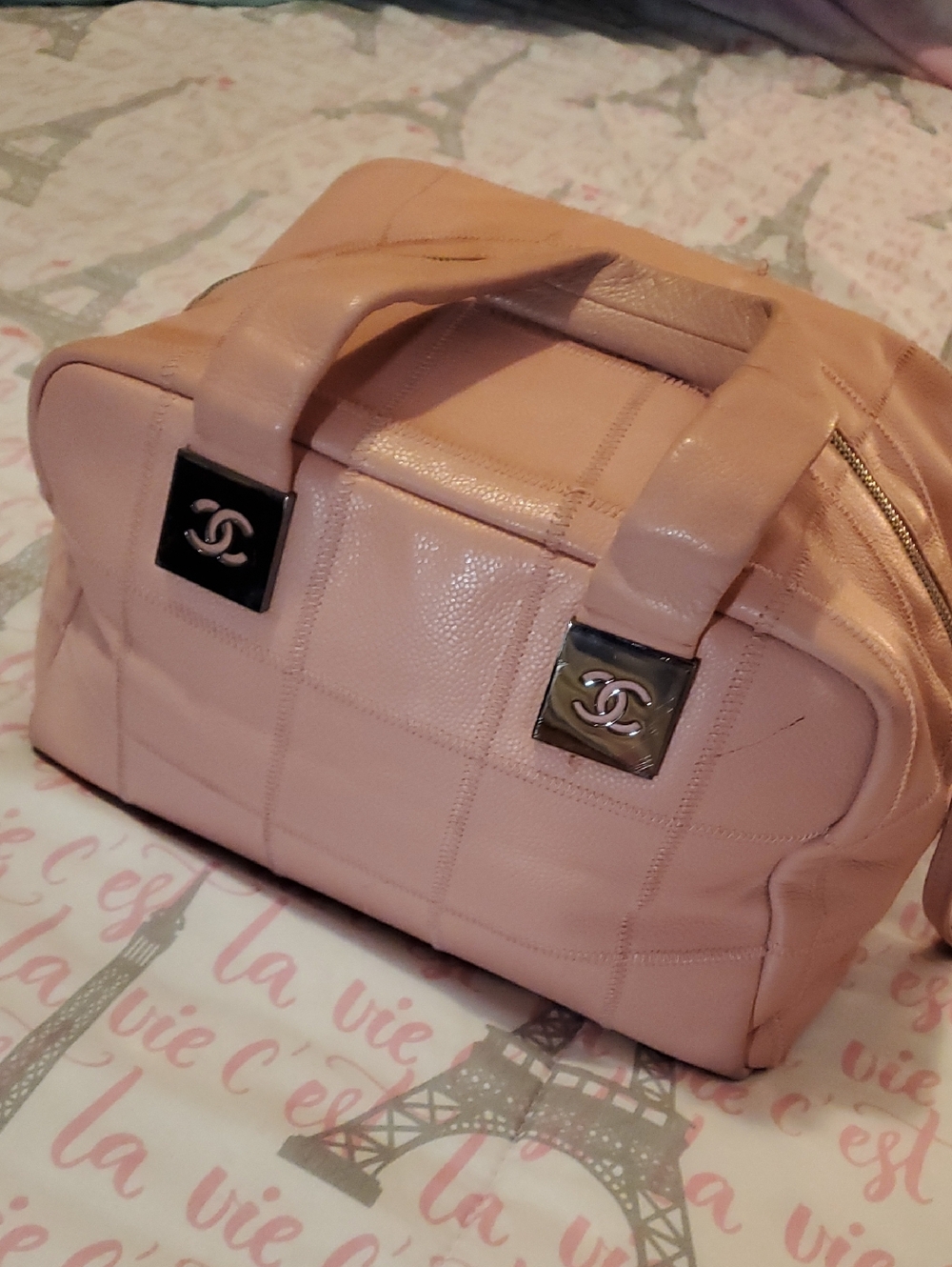 Spacious Well Loved Pink Vintage CHANEL Purse